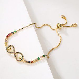 Infinity Gold Plated Cubic Zirconia Copper Chain Bracelet Crystal Jewelry